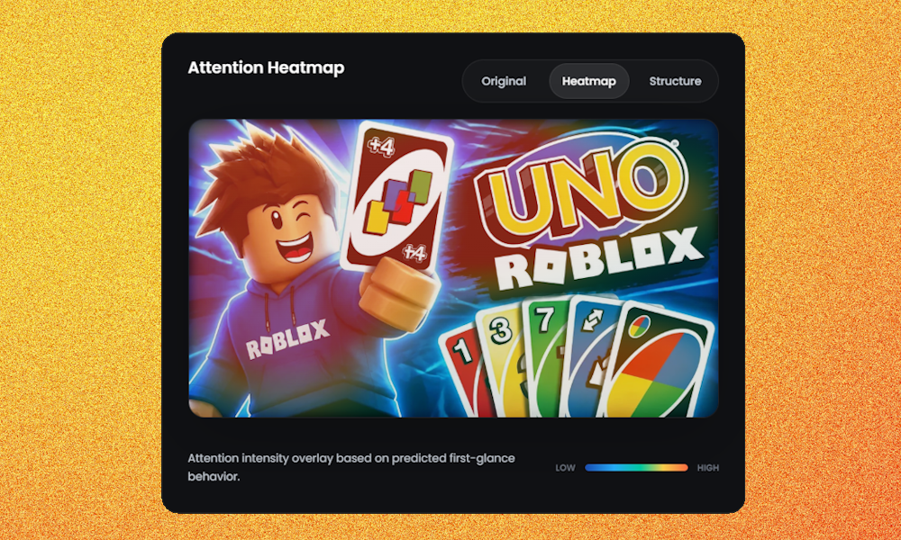 Attention heatmap analysis highlighting the strongest visual focus areas on a YouTube thumbnail